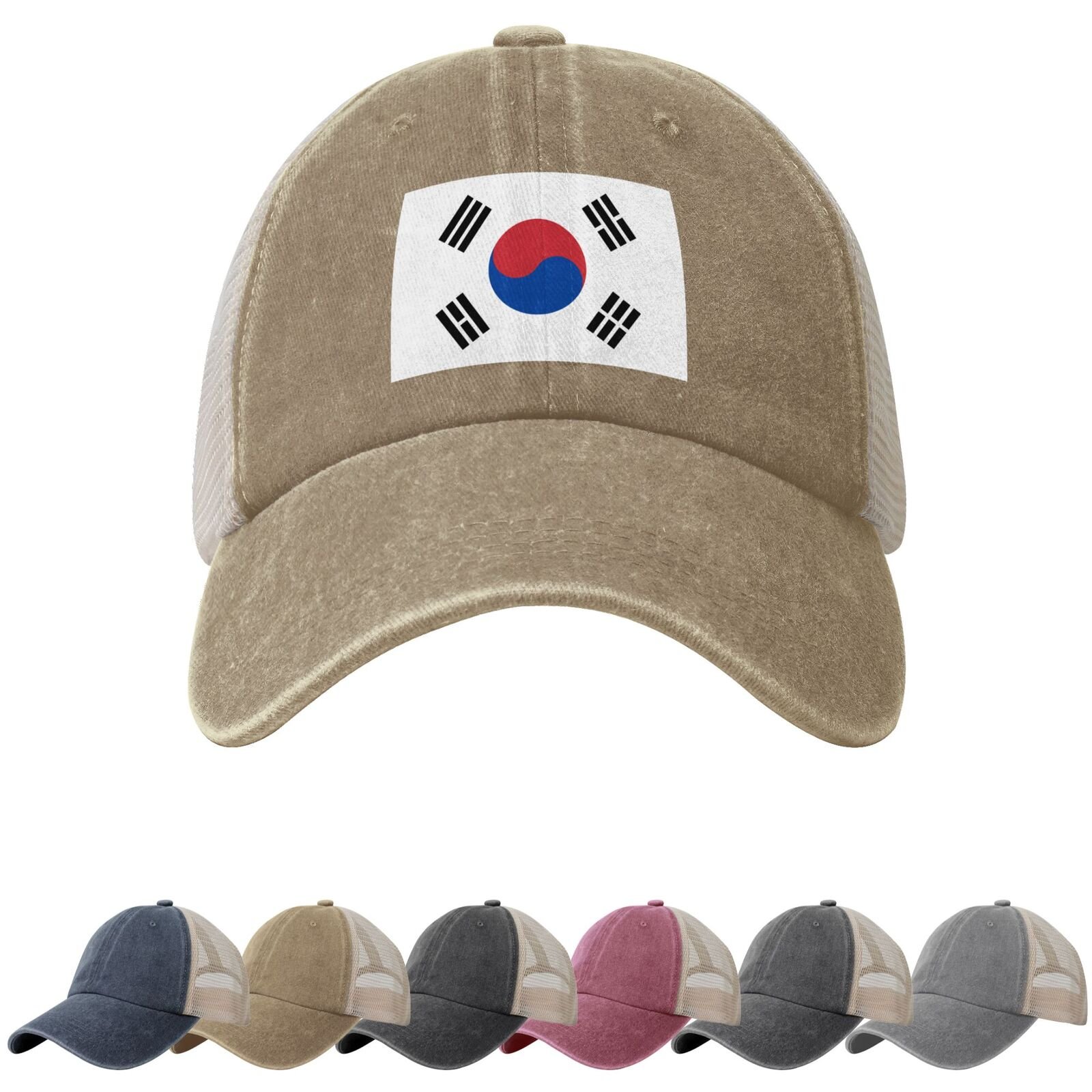 Korea Flag Sun Hats for Men Women Flag of Korea Cowboy Mesh Baseball Cap Korean Trucker Hat - Image 5