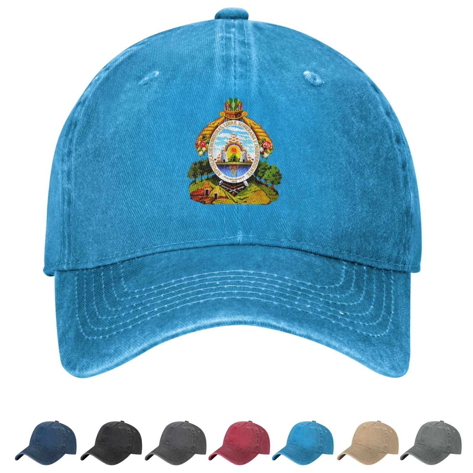 Coat of arms of Honduras Denim Baseball Cap Honduran Casual Unisex Vintage Adjustable Flag Trucker Hat Black - Image 5