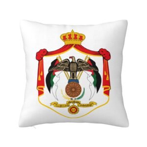 Square Throw Pillow Covers for Coat of Arms of (Jordan) National Emblem Pillowcase for Jordanian Couch Sofa Bedroom