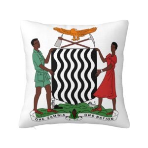 Square Throw Pillow Covers for Coat of Arms of Zambia National Emblem Pillowcase for Zambian Couch Sofa Bedroom