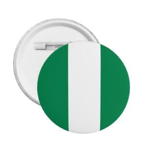 5 stuks ronde badges van Nigeria met standaard en speld, ter decoratie met de Nigeriaanse vlag.