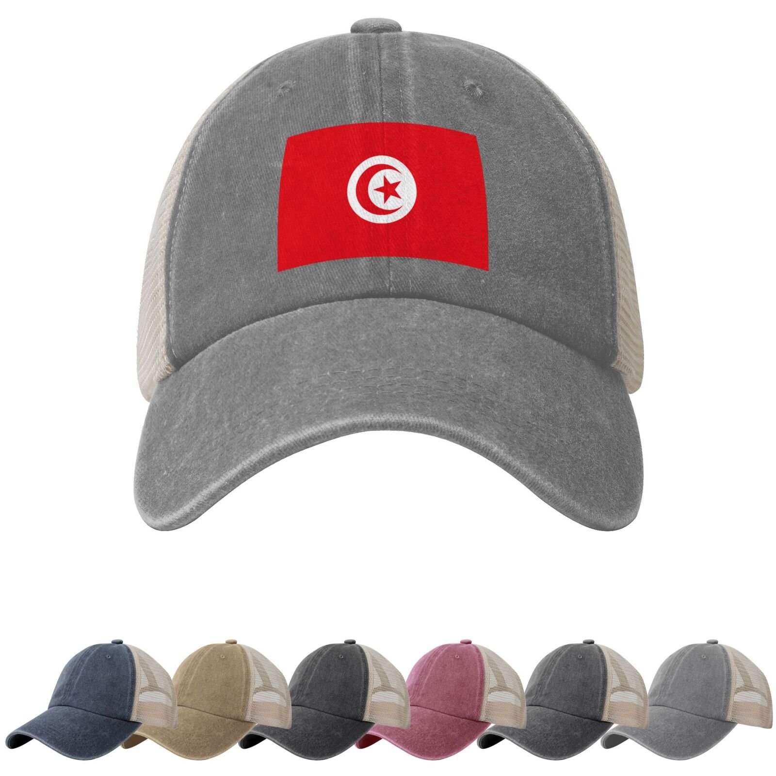Tunisia Flag Sun Hats for Men Women Flag of Tunisia Cowboy Mesh Baseball Cap Tunisian Trucker Hat - Image 6