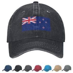 Flag of NewZealand Denim Baseball Cap NewZealander Flag Unisex Vintage Adjustable Outdoor Trucker Hat Black