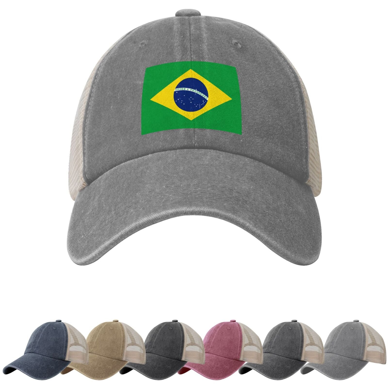 Brazil Flag Sun Hats for Men Women Flag of Brazil Cowboy Mesh Baseball Cap Brazilians Trucker Hat - Image 6