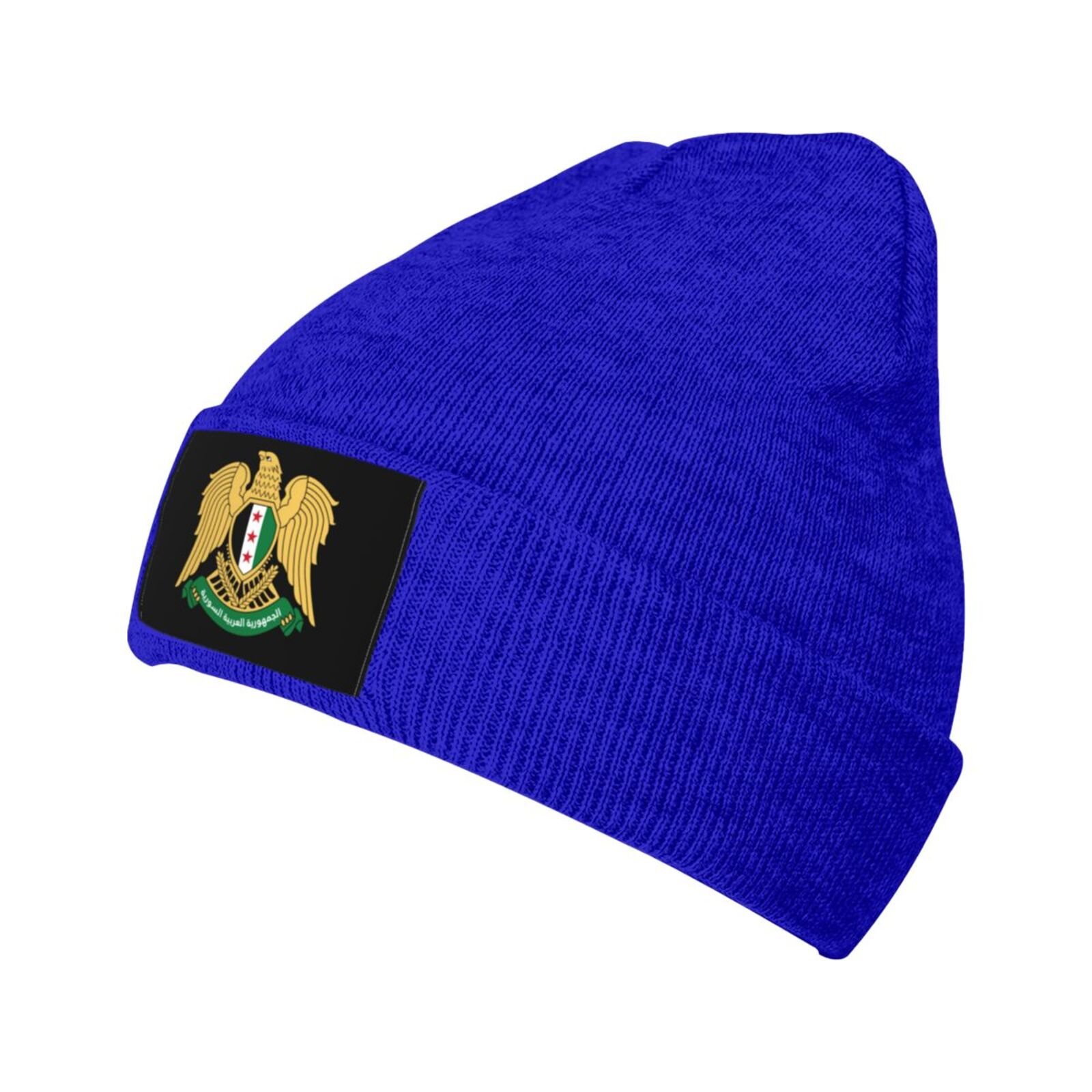 coat of arms of syria knit beanie hat syria emblem knitted cap for syrians winter outdoor men women