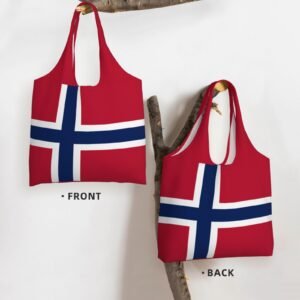 Norway Canvas Tote Bags For Women Men Reusable Shopping Grocery Norwegian National Flag Bag