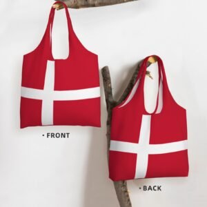 Denmark Canvas Tote Bags For Women Men Reusable Shopping Grocery Danish National Flag Bag