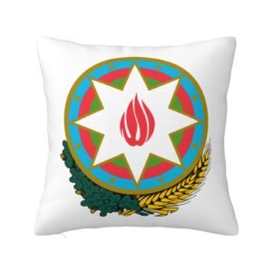 Square Throw Pillow Covers for Coat of Arms of (Azerbaijan) National Emblem Pillowcase for Azerbaijani Couch Sofa Bedroom