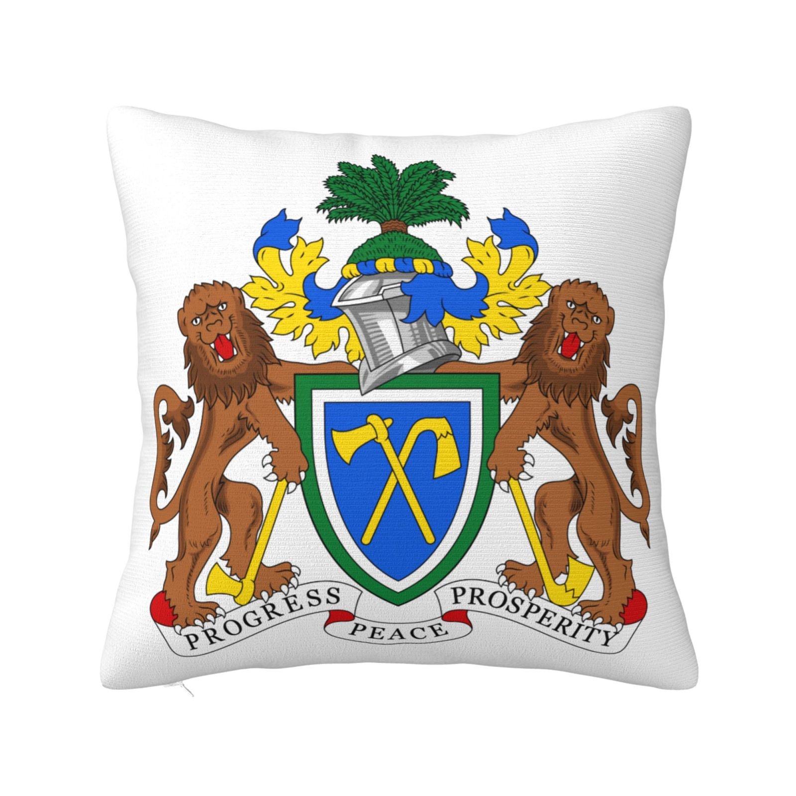 Vierkante sierkussenhoezen met het wapen van Gambia, het nationale embleem van Gambia, voor een Gambiaanse bank of fauteuil in de slaapkamer.