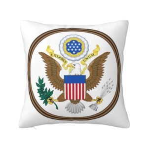 Square Throw Pillow Covers for Coat of Arms of United States National Emblem Pillowcase for American Couch Sofa Bedroom