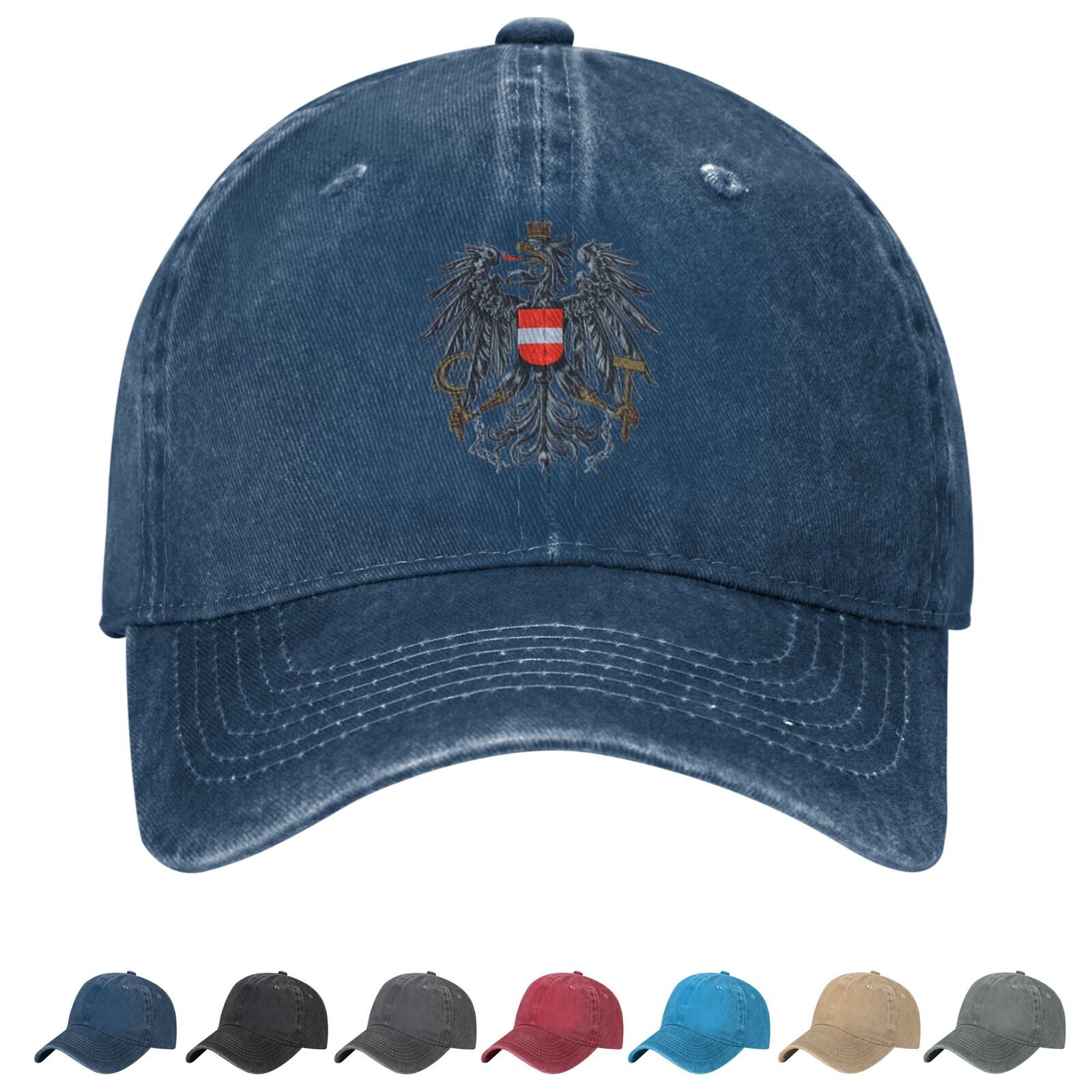 Coat of arms of Austria Denim Baseball Cap Austrian Casual Unisex Vintage Adjustable Flag Trucker Hat Black - Image 6