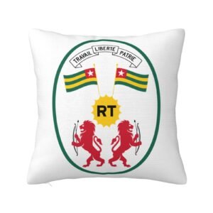 Square Throw Pillow Covers for Coat of Arms of Togo National Emblem Pillowcase for Togolese Couch Sofa Bedroom