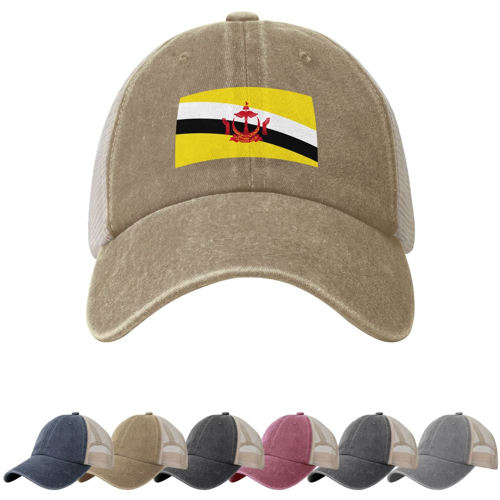 Brunei Flag Sun Hats for Men Women Flag of Brunei Cowboy Mesh Baseball Cap Bruneian Trucker Hat - Image 5