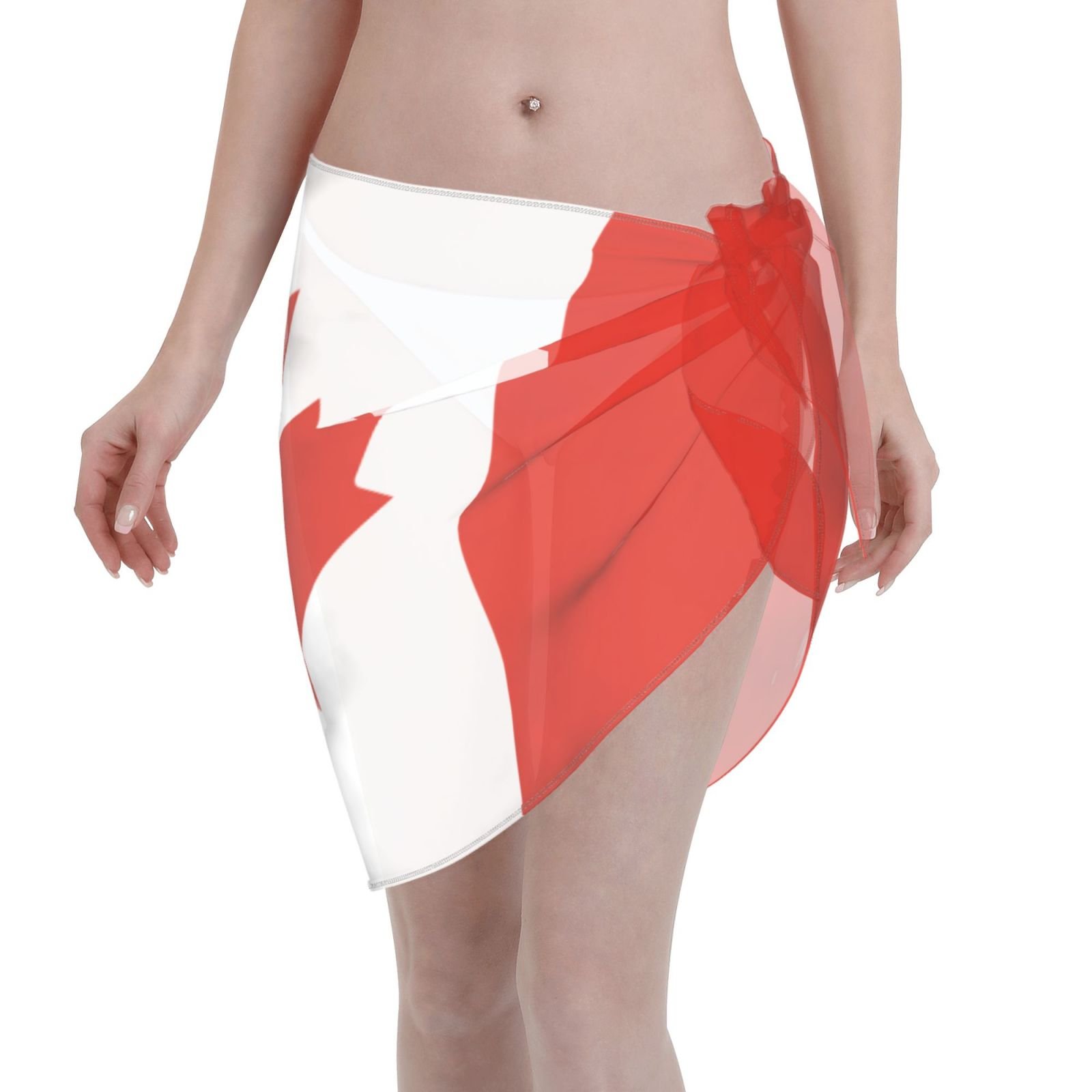 Pareo corto da donna canadese, copricostume da spiaggia per canadesi, costume da bagno, gonna corta, sciarpa in chiffon