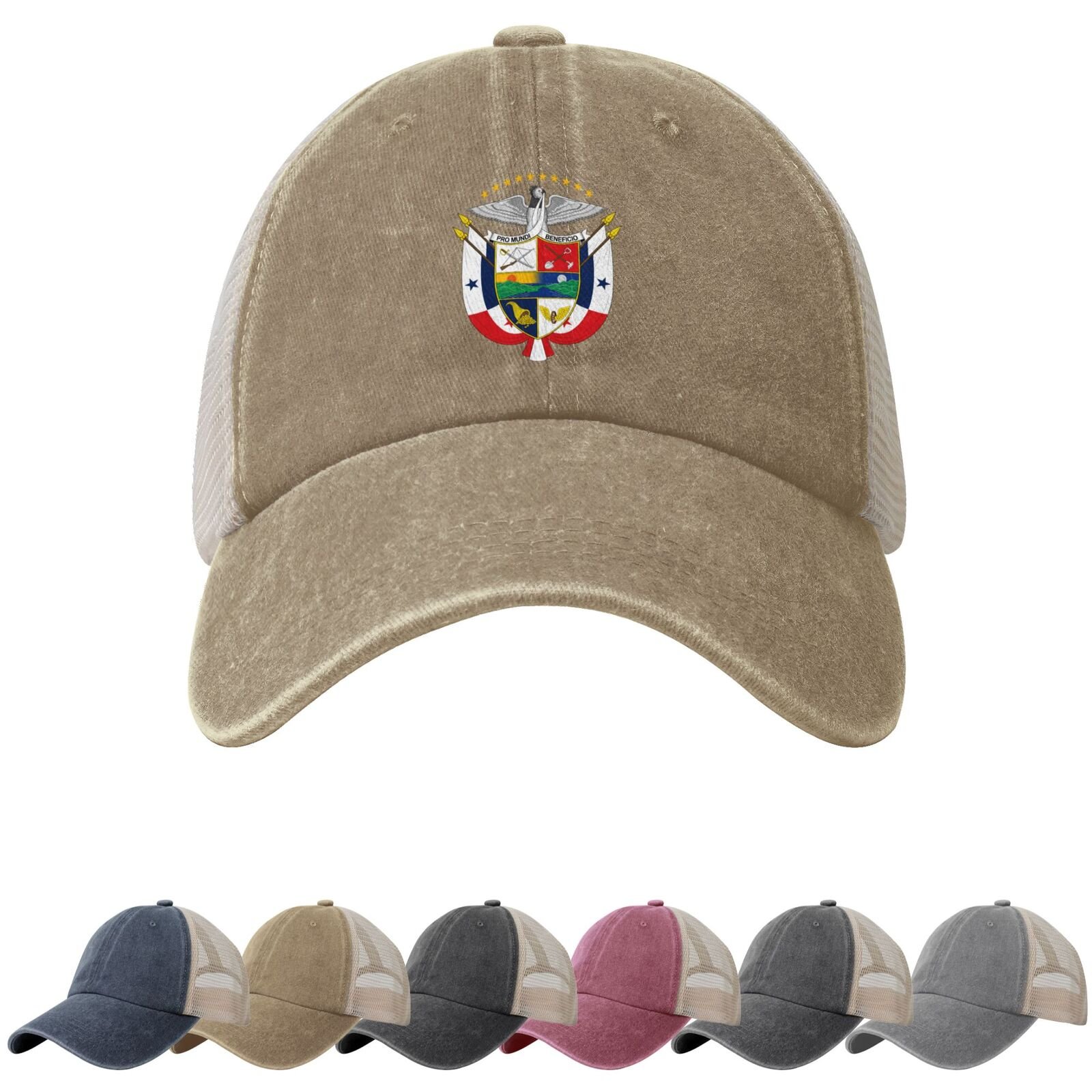 Coat of Arms of Panama Sun Hats for Men Women Panama Emblem Cowboy Mesh Baseball Cap Panamanian Trucker Hat - Image 5
