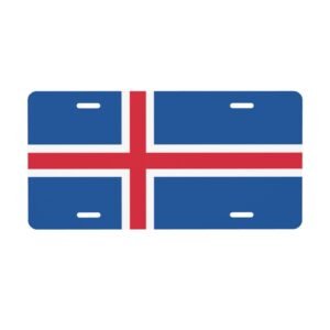 Iceland Flag License Plate Icelandic Decorative Car Plate Front Back Cover Metal Aluminum 6x12 Inch 4 Holes