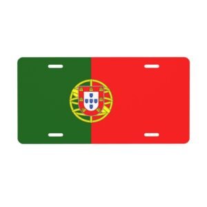 Tablica rejestracyjna z flagą Portugalii, dekoracyjna tablica rejestracyjna z Portugalii, przednia i tylna pokrywa, metalowa, aluminiowa, 6x12 cali, 4 otwory