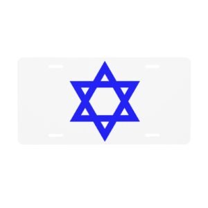 Blue Star of David Flag License Plate Blue Star of David Decorative Car Plate Front Back Cover Metal Aluminum 6x12 Inch 4 Holes