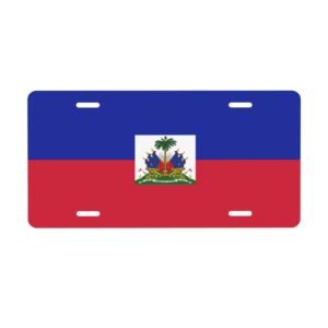Haiti Flag License Plate Haitian Decorative Car Plate Front Back Cover Metal Aluminum 6x12 Inch 4 Holes