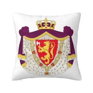 Square Throw Pillow Covers for Coat of Arms of Norway National Emblem Pillowcase for Norwegian Couch Sofa Bedroom